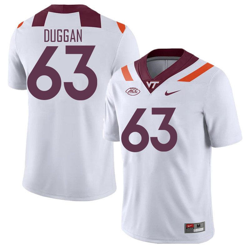 Men #63 Griffin Duggan Virginia Tech Hokies College Football Jerseys Stitched Sale-White
